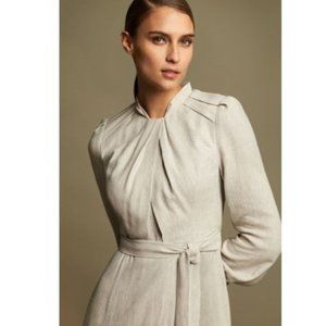 The Fold London Haslemere Dress -Stone Herringbone